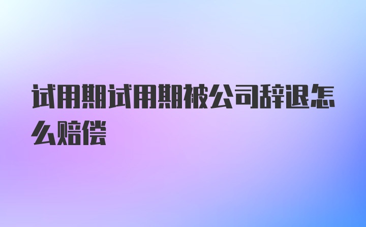 试用期试用期被公司辞退怎么赔偿