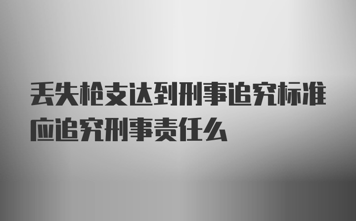 丢失枪支达到刑事追究标准应追究刑事责任么