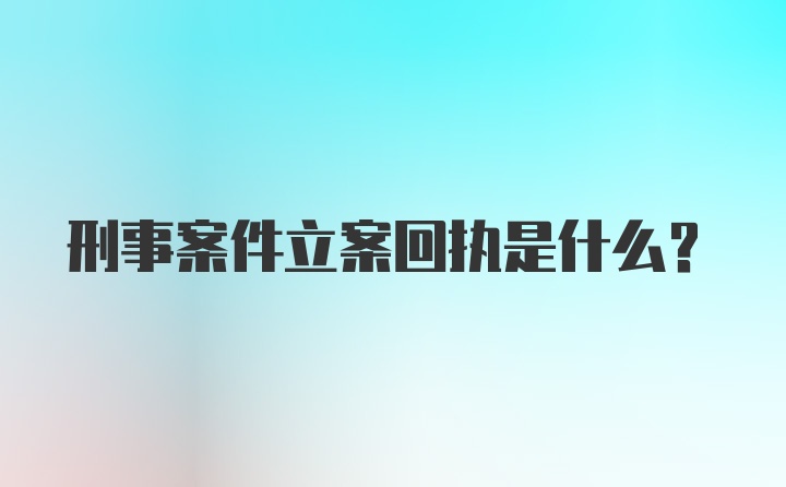 刑事案件立案回执是什么？