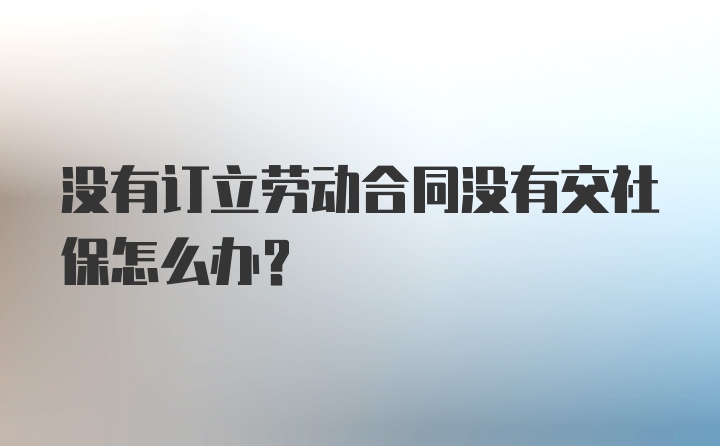 没有订立劳动合同没有交社保怎么办？