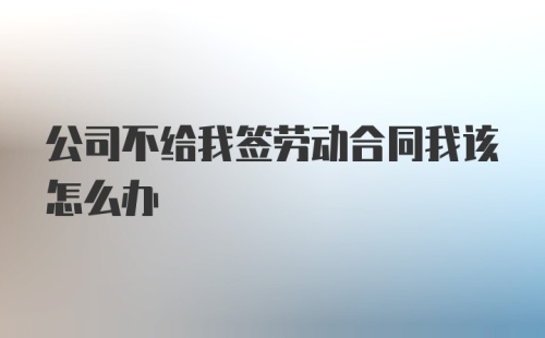 公司不给我签劳动合同我该怎么办