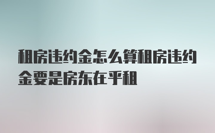 租房违约金怎么算租房违约金要是房东在乎租