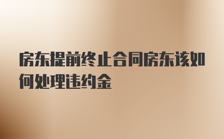 房东提前终止合同房东该如何处理违约金