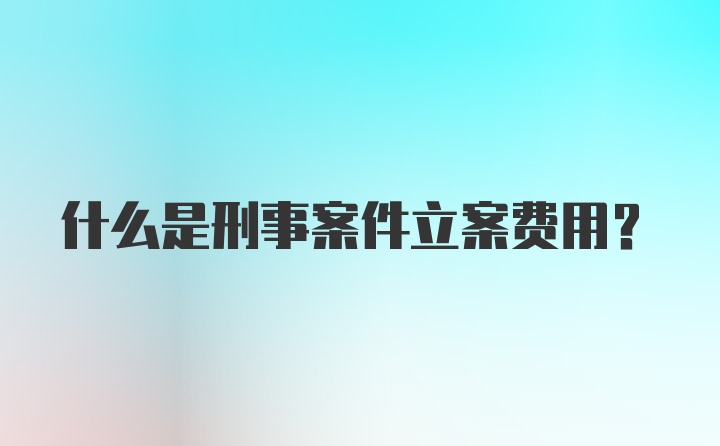 什么是刑事案件立案费用？