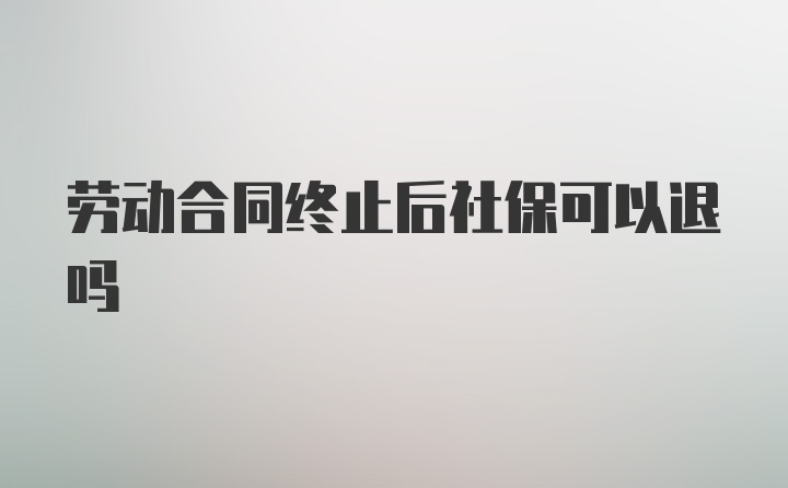 劳动合同终止后社保可以退吗