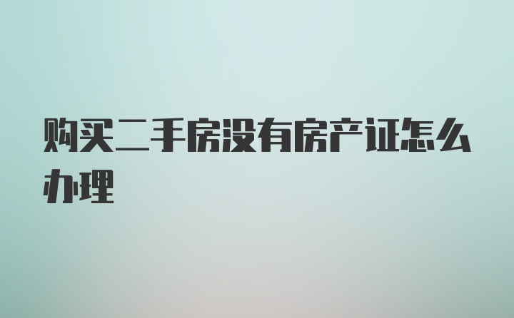 购买二手房没有房产证怎么办理