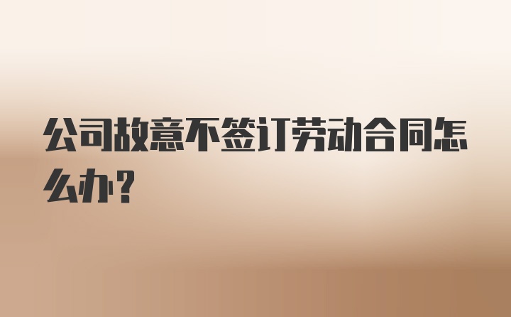 公司故意不签订劳动合同怎么办？