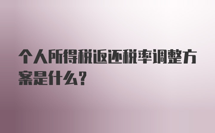 个人所得税返还税率调整方案是什么?