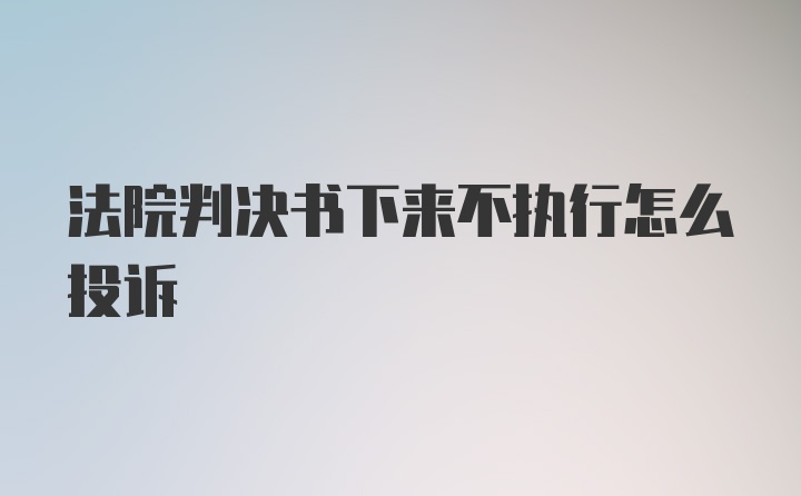 法院判决书下来不执行怎么投诉