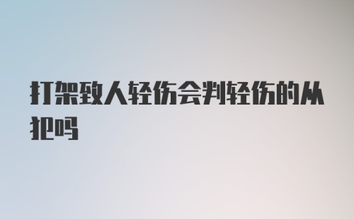 打架致人轻伤会判轻伤的从犯吗