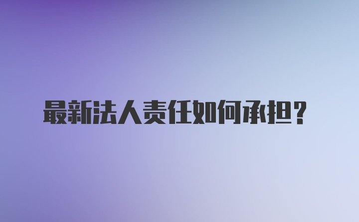 最新法人责任如何承担？