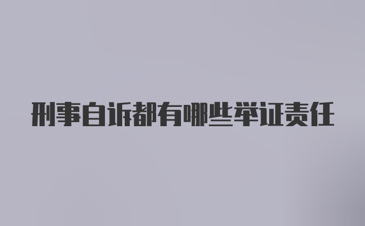 刑事自诉都有哪些举证责任