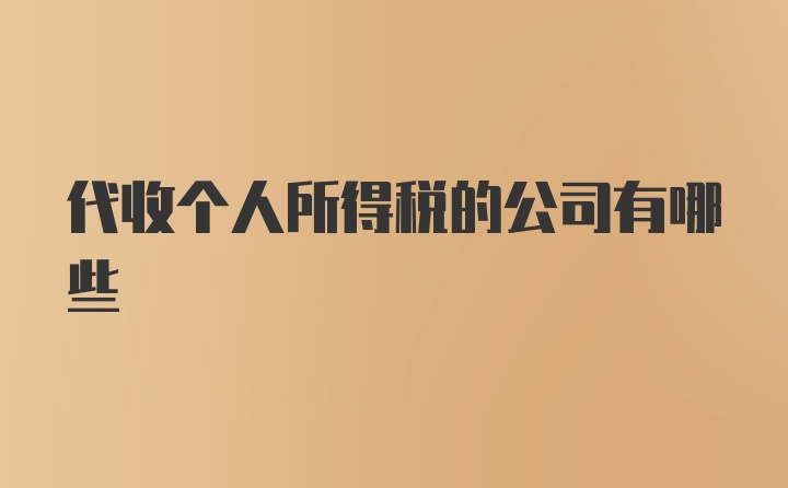 代收个人所得税的公司有哪些