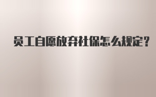 员工自愿放弃社保怎么规定?