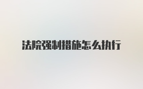 法院强制措施怎么执行