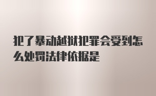 犯了暴动越狱犯罪会受到怎么处罚法律依据是