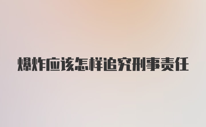 爆炸应该怎样追究刑事责任