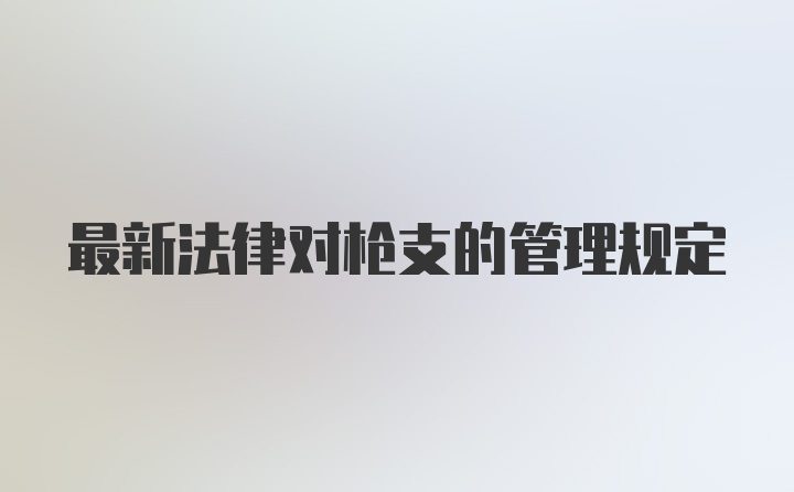 最新法律对枪支的管理规定