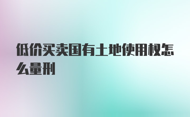 低价买卖国有土地使用权怎么量刑