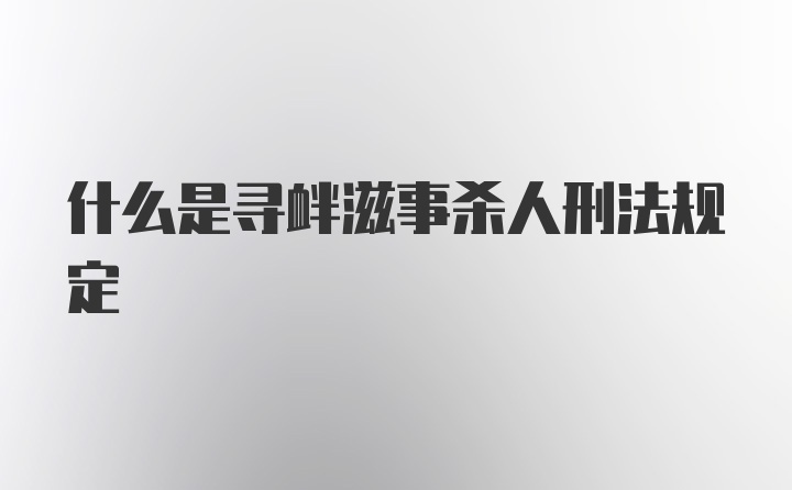 什么是寻衅滋事杀人刑法规定