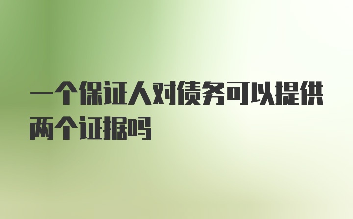 一个保证人对债务可以提供两个证据吗