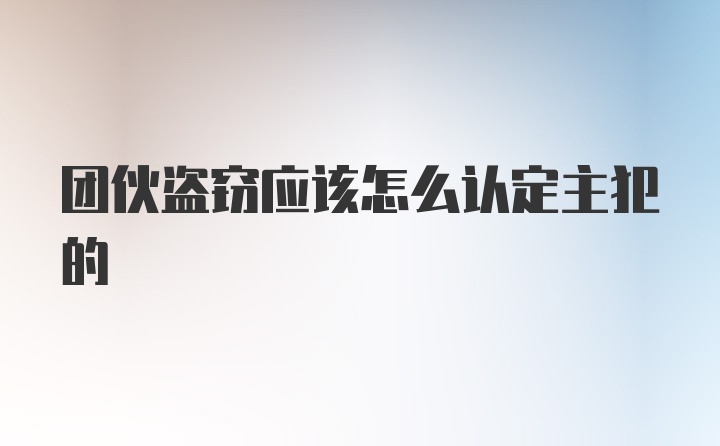 团伙盗窃应该怎么认定主犯的