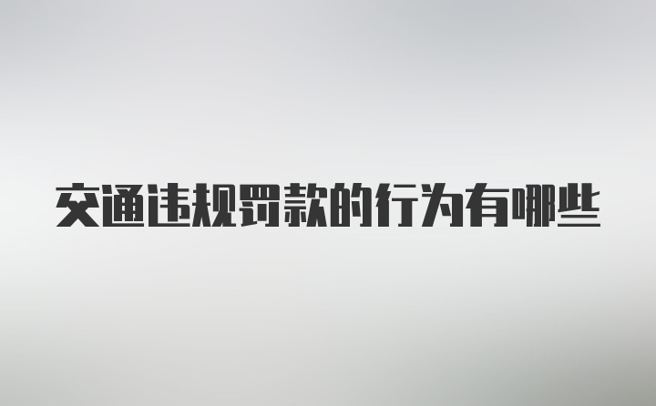 交通违规罚款的行为有哪些