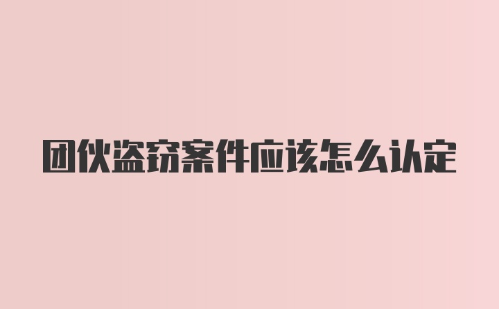 团伙盗窃案件应该怎么认定