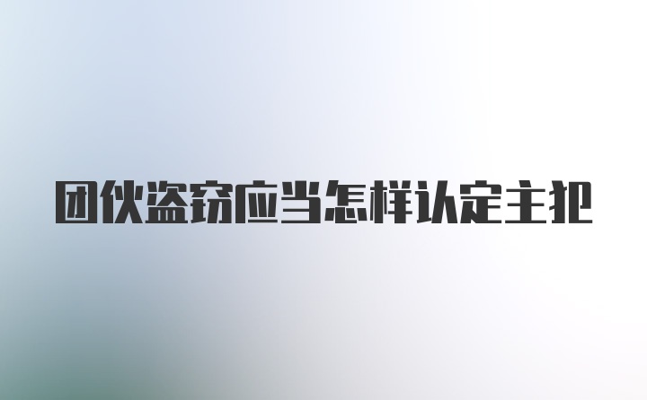 团伙盗窃应当怎样认定主犯