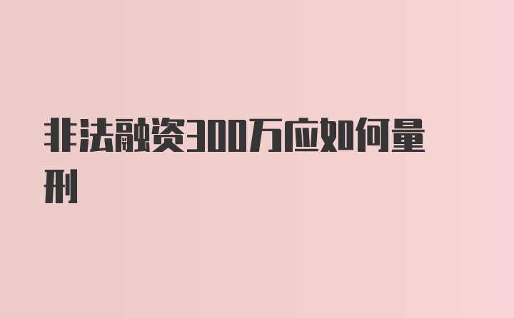 非法融资300万应如何量刑