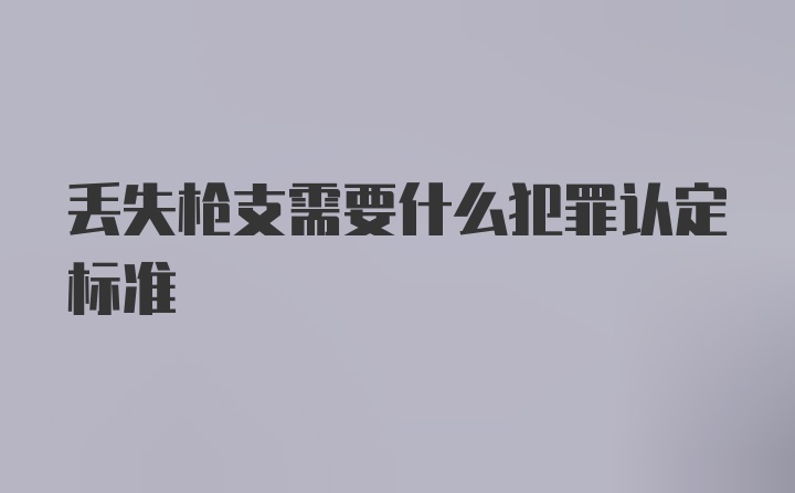 丢失枪支需要什么犯罪认定标准