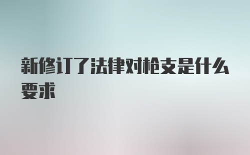 新修订了法律对枪支是什么要求