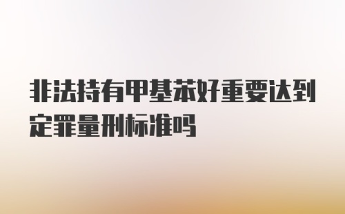 非法持有甲基苯好重要达到定罪量刑标准吗