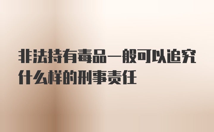 非法持有毒品一般可以追究什么样的刑事责任