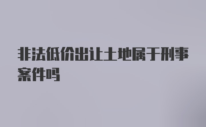 非法低价出让土地属于刑事案件吗