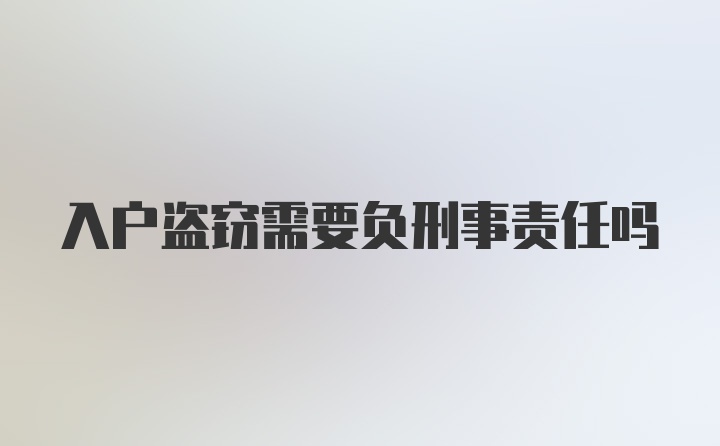 入户盗窃需要负刑事责任吗