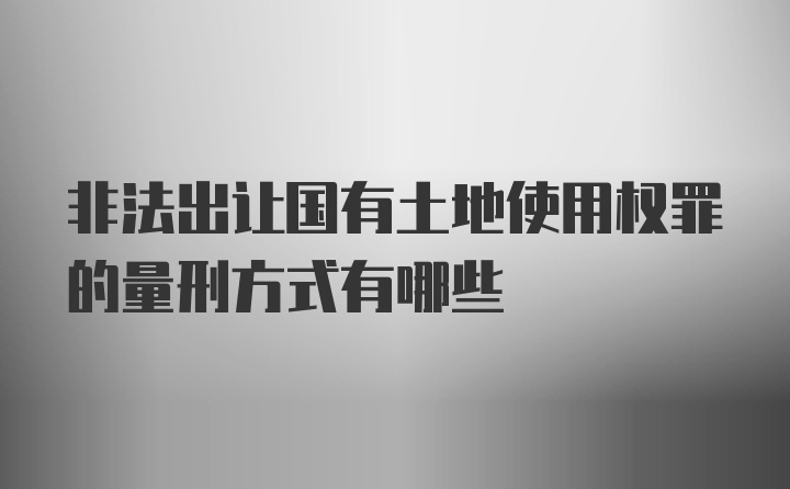 非法出让国有土地使用权罪的量刑方式有哪些