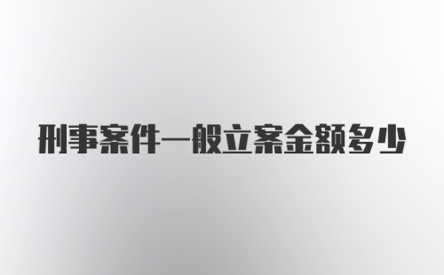 刑事案件一般立案金额多少