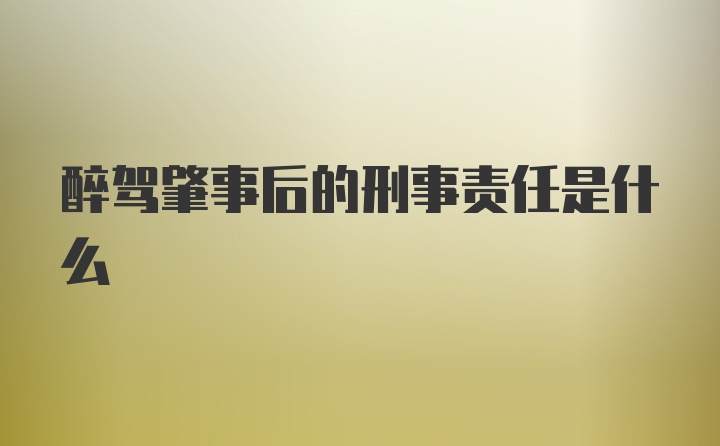 醉驾肇事后的刑事责任是什么