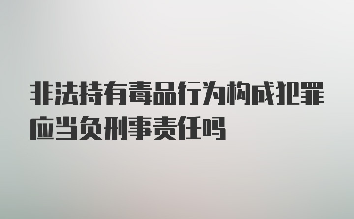 非法持有毒品行为构成犯罪应当负刑事责任吗