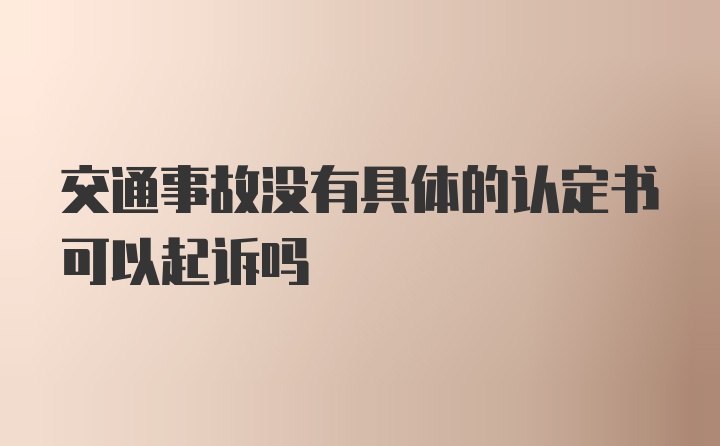 交通事故没有具体的认定书可以起诉吗