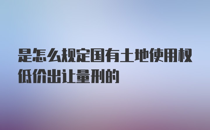 是怎么规定国有土地使用权低价出让量刑的