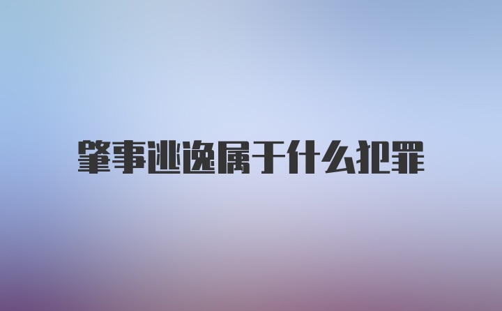 肇事逃逸属于什么犯罪