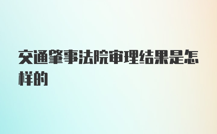 交通肇事法院审理结果是怎样的