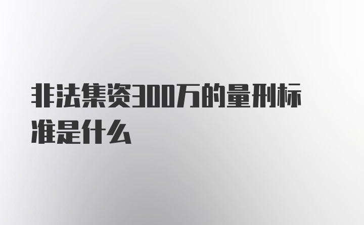 非法集资300万的量刑标准是什么