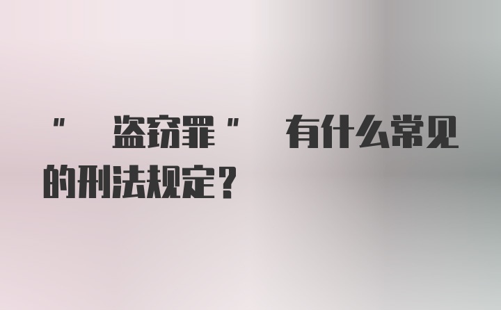 " 盗窃罪" 有什么常见的刑法规定？