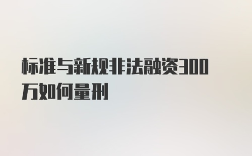 标准与新规非法融资300万如何量刑