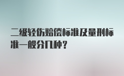 二级轻伤赔偿标准及量刑标准一般分几种？