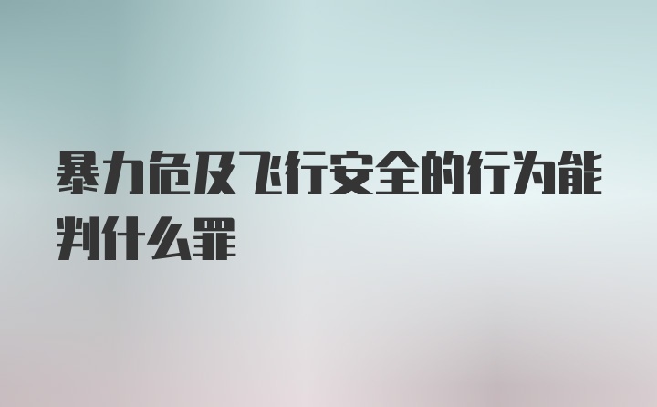 暴力危及飞行安全的行为能判什么罪