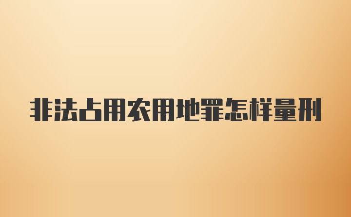 非法占用农用地罪怎样量刑